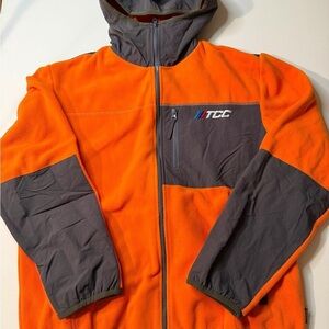 The Car Company LA Orange and Gray Men's Zip Up Polar Fleece Jacket Men's Medium